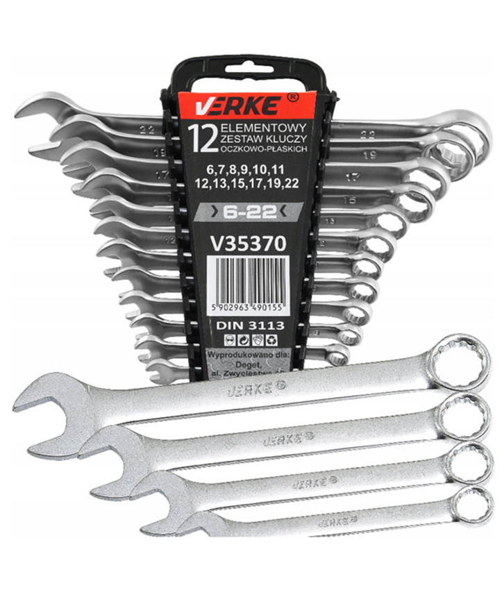 Set chei combinate fixe-inelare Spanners 6 - 22mm 12 piese Verke V35370