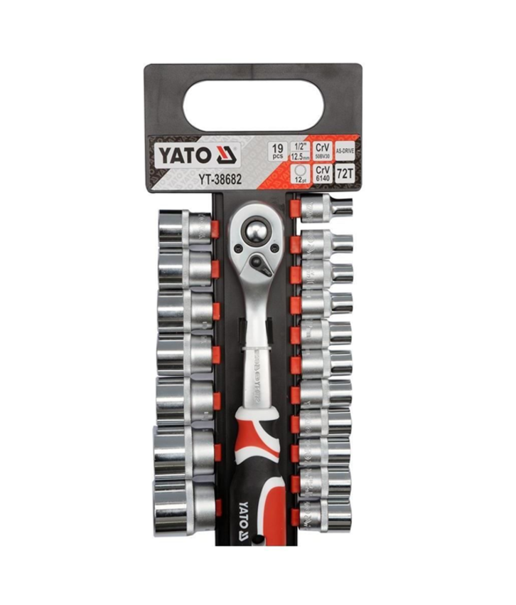 Set de chei tubulare bihexagonale cu antrenor clichet 1/2" YATO YT-38682