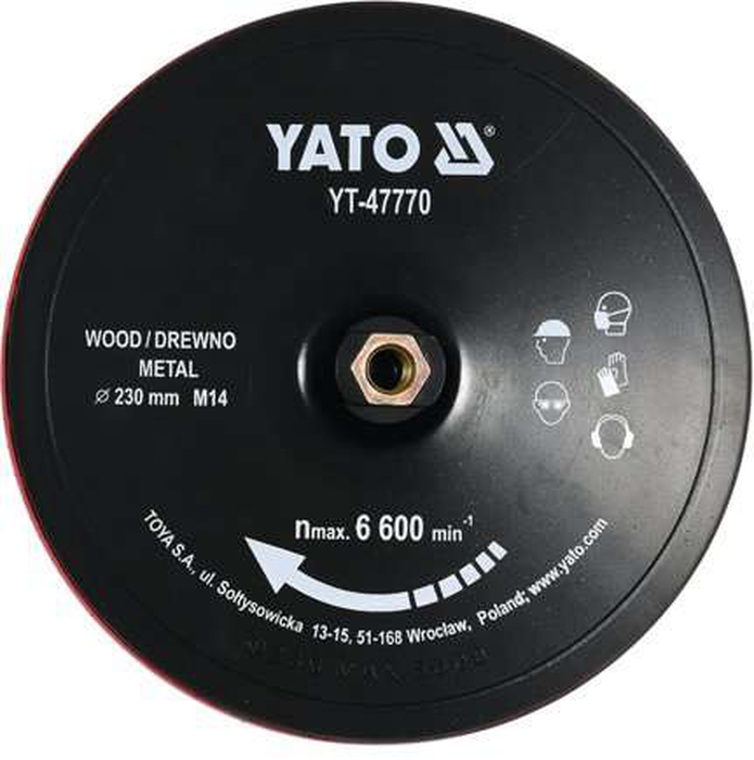 -Suport Disc pentru Slefuire cu Polizor Unghiular - diam. 230mm - filet M14 - 6600 rot/min - YT-47770