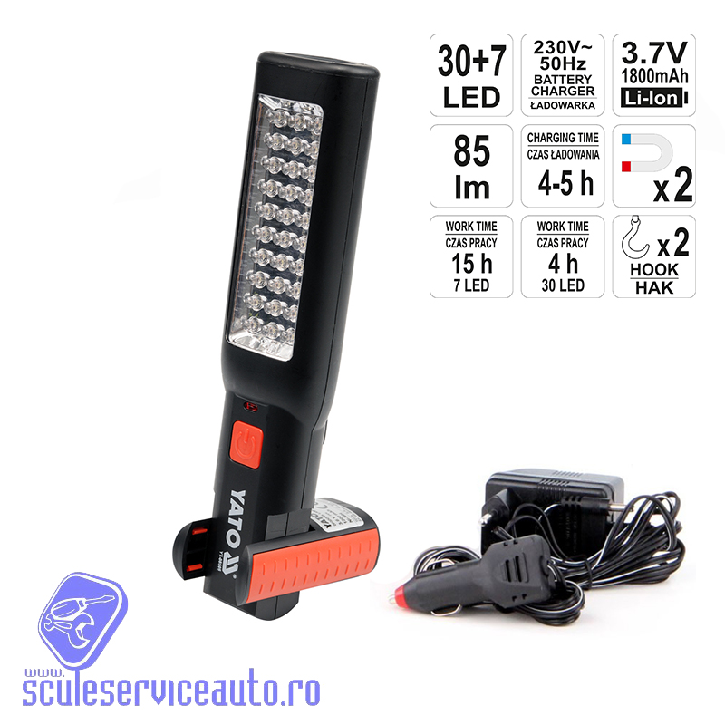 Lampa de Lucru cu 30 + 7 Led - Reincarcarcabil 12 V si 220 V - Yt-08505 Lampa de Lucru cu 30 + 7 Led - Reincarcarcabil 12 V si 220 V - Yt-08505