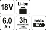 Acumlator Li-Ion 18 V - 6.0 Ah - YT-82845