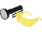 Kit ochelari si lanterna led UV, 100 led - YT-08582