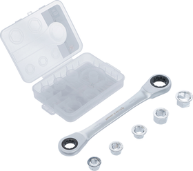 Cheie inelara cu clichet cu set adaptoare, 8 - 19 mm, 6 piese - 71016-DIY