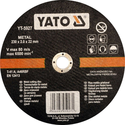DISC DEBITAT METAL 230X2X22, YATO YT-5927