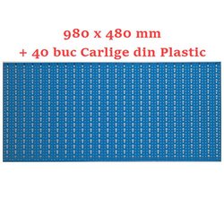 Panou perete orizontal Albastru de 980 x 460 mm cu KIT Carlige 40 bucati